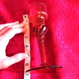 Vintage Empoli Italy Amber Glass 7 inch Twisted Candle Holder